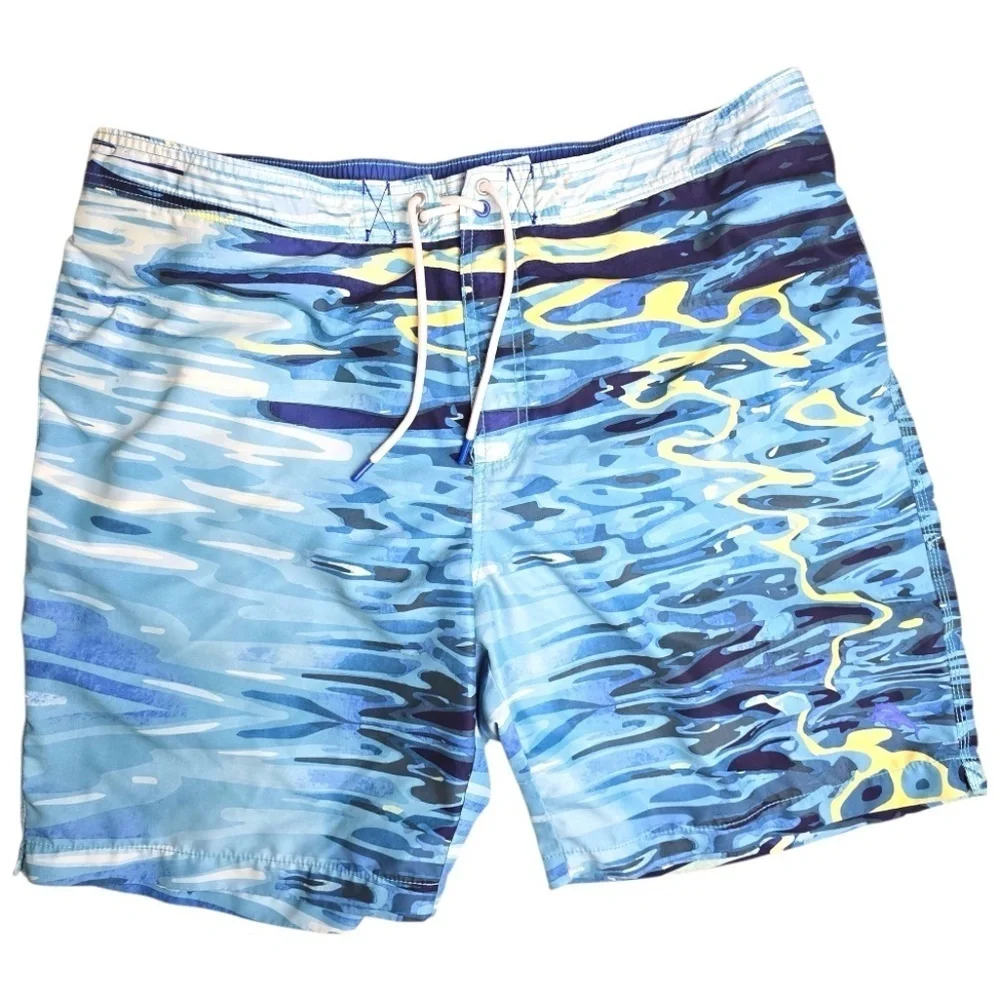 TOMMY BAHAMA- Mens XXL 9” Inseam Water Swim Zip Baja Ripple Effect- Brief Lined